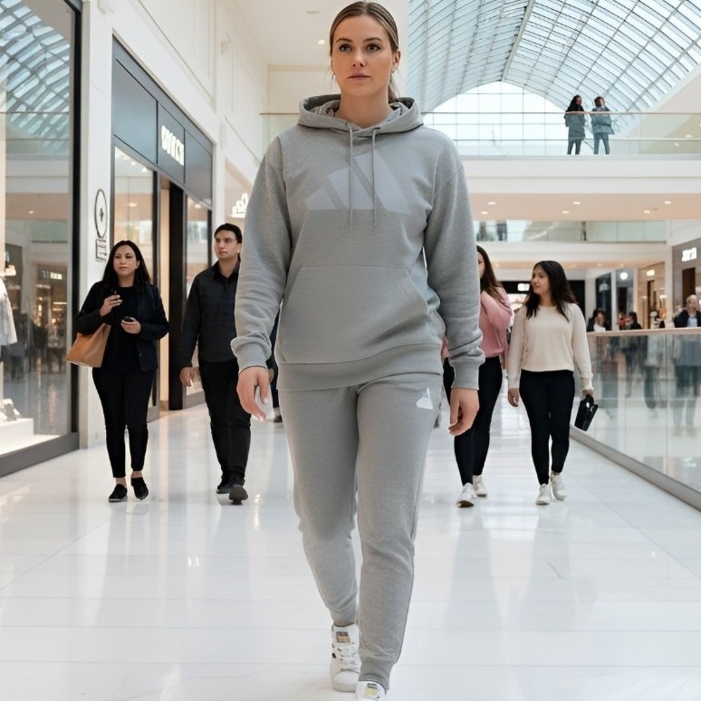 Adidas BL Hoodie JW8911 Light Grey Heather W Size L/M Size M Pullover Sweatshirt